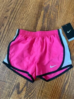 Nike Pink and Black Girls' Athletic Shorts with White Panels